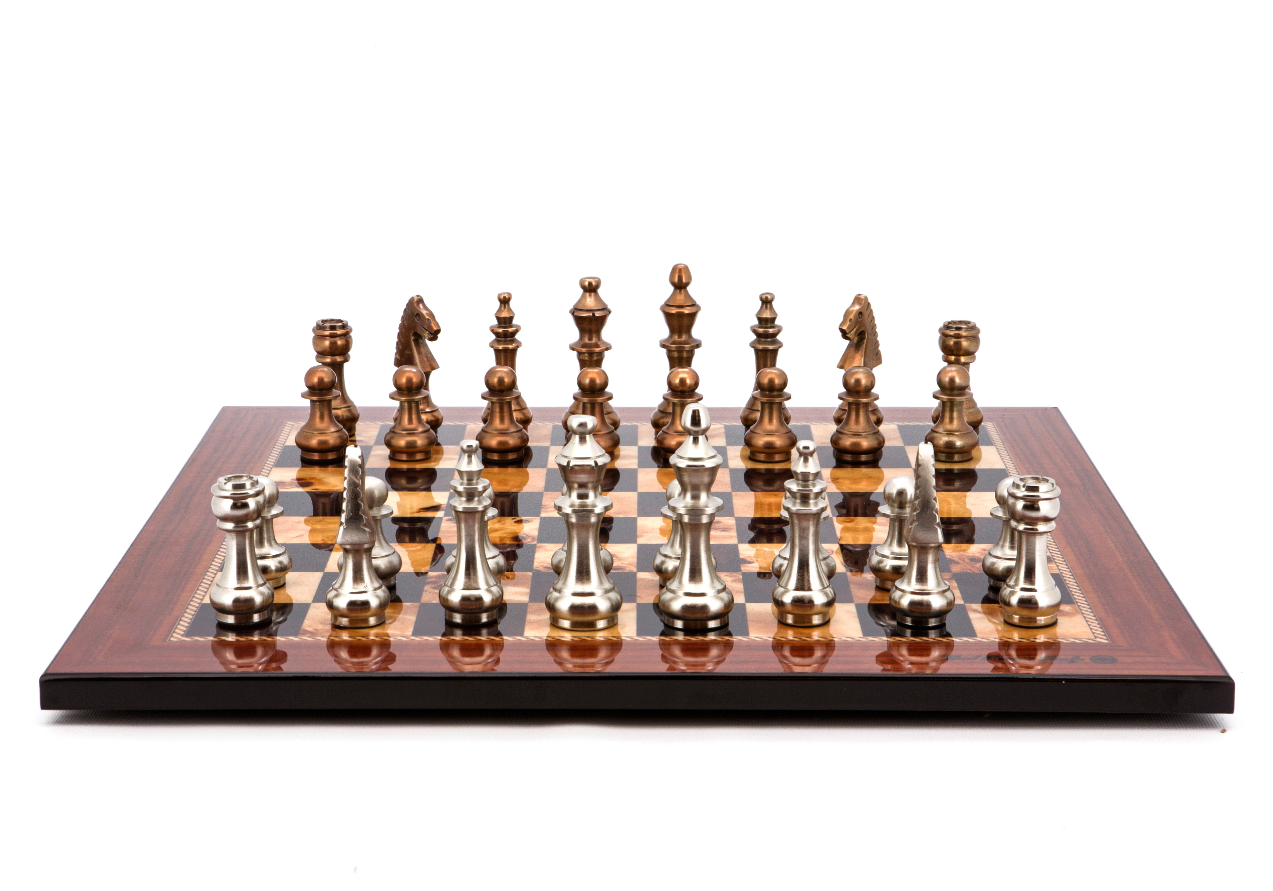 Dal Rossi Italy Chess Set Walnut Finish Flat Board 50cm, With Copper ...